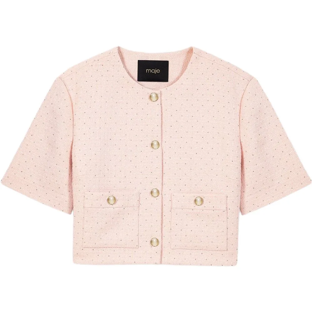 Chaqueta de mujer de manga corta en tweed - Maje - FashionsVida