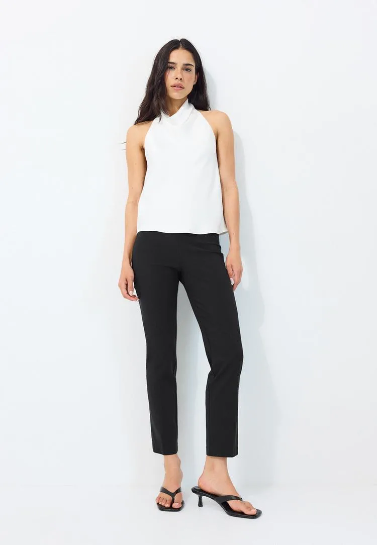 Satin-Neckholder-Top Weiß XL - Stradivarius - FashionsVida