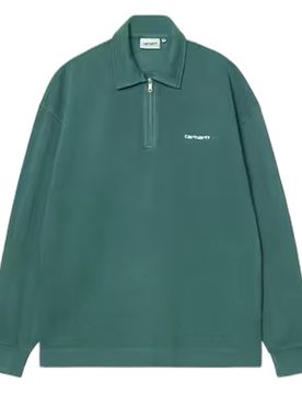 Polo pique script sweat - dark fir / white garment dyed
