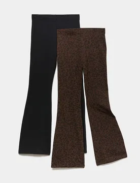 Pack Cotton Rich Kickflare Leggings (6-16 Yrs) Black Mix female - M&S - FashionsVida