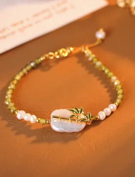 New Chinese Court Style Beaded Bracelet Baroque Pearl Natural Stone Bamboo Leaf Bracelets For Women Luxury Fashion Wrist - Aliexpress - FashionsVida