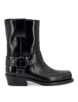 Stivali biker in pelle con borchie iconiche
