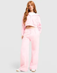 Retro Crop Full Zip Hoodie - Damen, Rosa - female - Size: L