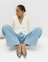 Frill Detail Embroidered Blouse Soft White female