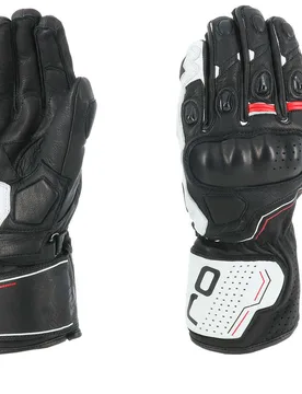 Guanti Moto In Pelle SLEEK Nero Bianco Rosso taglia L - Oj Atmosfere - FashionsVida