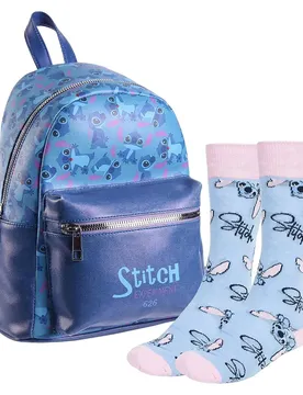 Ensemble Décontracté Avec Motif Sac à Dos Et Chaussettes En Similicuir Cuir Stitch Blue / Pink One Size unisex