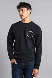 Mens Black Crew Neck Jumper With Logo Print - Size 2xl