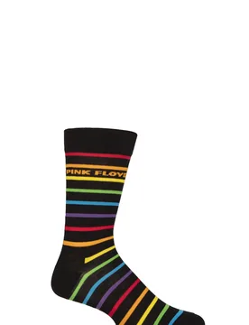 Music Collection 1 Pair Pink Floyd Cotton Socks Stripes One Size - Multi Coloured - Size: One Size - SockShop - FashionsVida