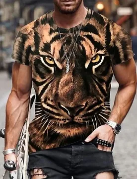 Summer New Vintage Print Super Dragon Tiger Pattern Men's T-shirt Street Fashion Element Round Neck Short Sleeve Top Plus Size - Aliexpress - FashionsVida
