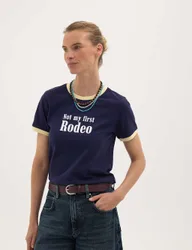 Pure Cotton Not My First Rodeo Ringer Tee Dark Navy Mix female
