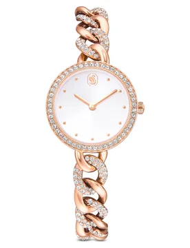 Orologio Cocktail round, Bracciale di metallo, Tono dorato, Finitura in tono oro rosa OS - Swarovski - FashionsVida