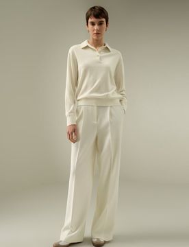 Maglia Polo Donna Cashmere S | Morbido 100% Baby Cashmere, Cavo Intreccio, Oversize