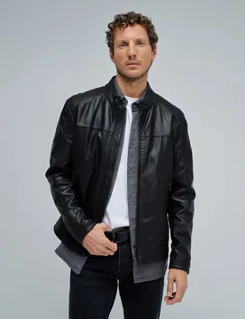 Cazadora biker de hombre de piel - Salsa Jeans - FashionsVida
