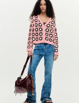 Cardigan crochet rose RED S female - Desigual - FashionsVida