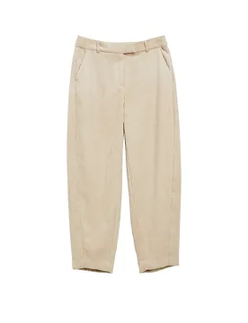 Pantalon en velours côtelé Barrel Leg beige 42 - Comma - FashionsVida