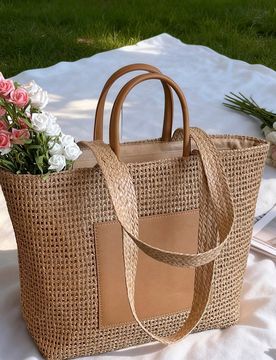 Bolso Tote de Estilo Bohemio para Mujer, Bolso de Hombro de Gran Capacidad para la Playa con Decoración de Borlas y Cuentas de Madera, Perfecto para