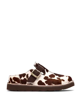 Leather Cow Print Buckle Mules Multi female - Clarks - FashionsVida