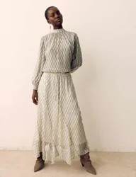 Checked Maxi A-Line skirt Ecru Mix female