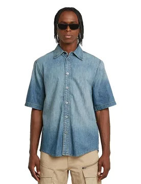 Camicia A Maniche Corte Regular Denim Sun Faded Thames XS - G-Star - FashionsVida