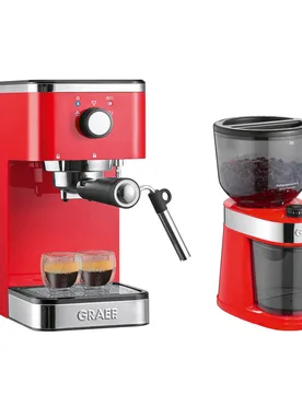 Siebträger-Espressomaschine ES 403 salita mit Kaffeemühle CM 203 rot - Graef - FashionsVida