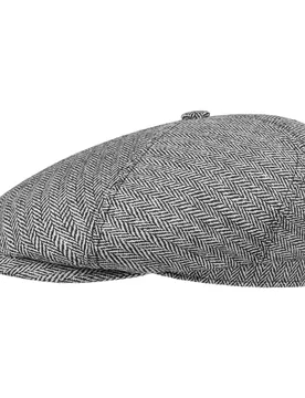 Milner Silk Flat Cap by - black-white - Herren - Size: 58 cm - Stetson - FashionsVida