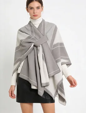 New style tie-wrap shawl European and American fashion Cape thickened imitation cashmere slit cloak perfect for runway Poncho P1 - Aliexpress - FashionsVida