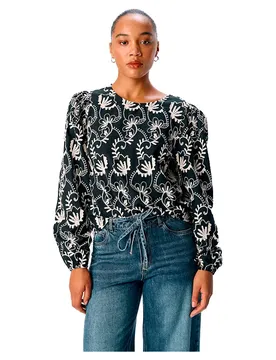 Chemisier à Manches Longues Mya Re Black / Sandshell 38