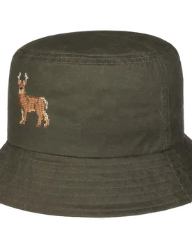 Reindeer Waxed Cotton Bucket Hat by - olive - Female - Size: M (57-58 cm) - Lipodo - FashionsVida