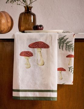 Set di strofinacci da cucina in cotone con motivo di funghi 2 pack - multicolor