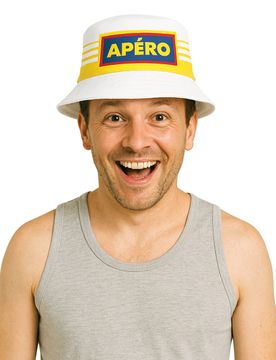 Apero Anglerhut Bucket Hats für Erwachsene gestreift Weiss Gelb