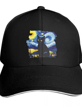 Van gogh Style Black Cat Baseball Cap Funny hats Visor Cosplay fun hats Hats Man Women's - Aliexpress - FashionsVida