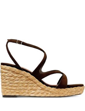 Raffia Wedge with Square Toe and Adjustable Ankle Strap - 3.3 Inch Heel