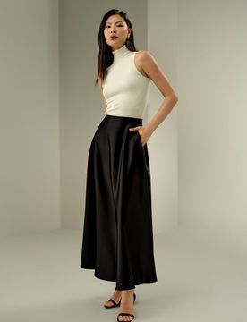 Jupe Soie Silhouette Trapèze, Coupe Classique 100% Soie De Mûrier Sans Produits Chimiques Nocifs 36
