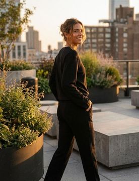 Pantaloni da tuta con gamba dritta - nero