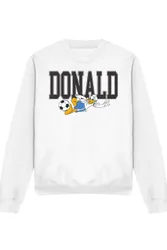 Unisex Donald Duck Football Kick Sweatshirt, White Size: XL - White - Size: XL