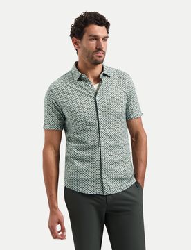 Kurzarm-Hemd mit Allover-Print Grün XXL