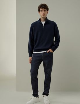 Maglia Lana & Cashmere Uomo - S - Calda, Elegante con Mezza Zip