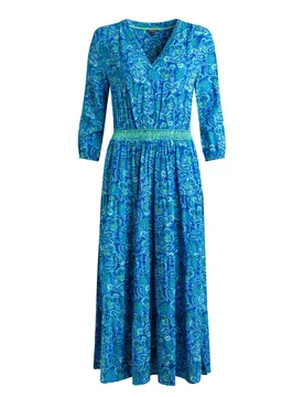 Weird Fish Himanshee Printed Viscose Maxi Dress Size 8 - new-arrivals wf sale all-sale sale womens women women all-womens women dresses - Sea Green - FashionsVida