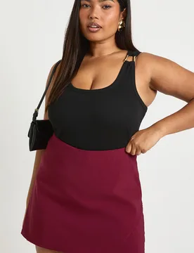 Womens Plus Bengaline Wrap Skort - Wine - Size 22 Uk - Boohoo - FashionsVida