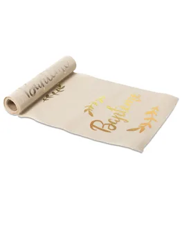 Tischläufer Leinen Taufe Champagner 28 cm x 5 m mit Lorbeeren - ARTYFETES - FashionsVida