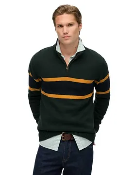 Maglione Con Mezza Zip Stripe Eagle Green / Eclipse Navy L