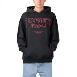 Vintage Oversized Hoodie Washed Black / Red M Herren