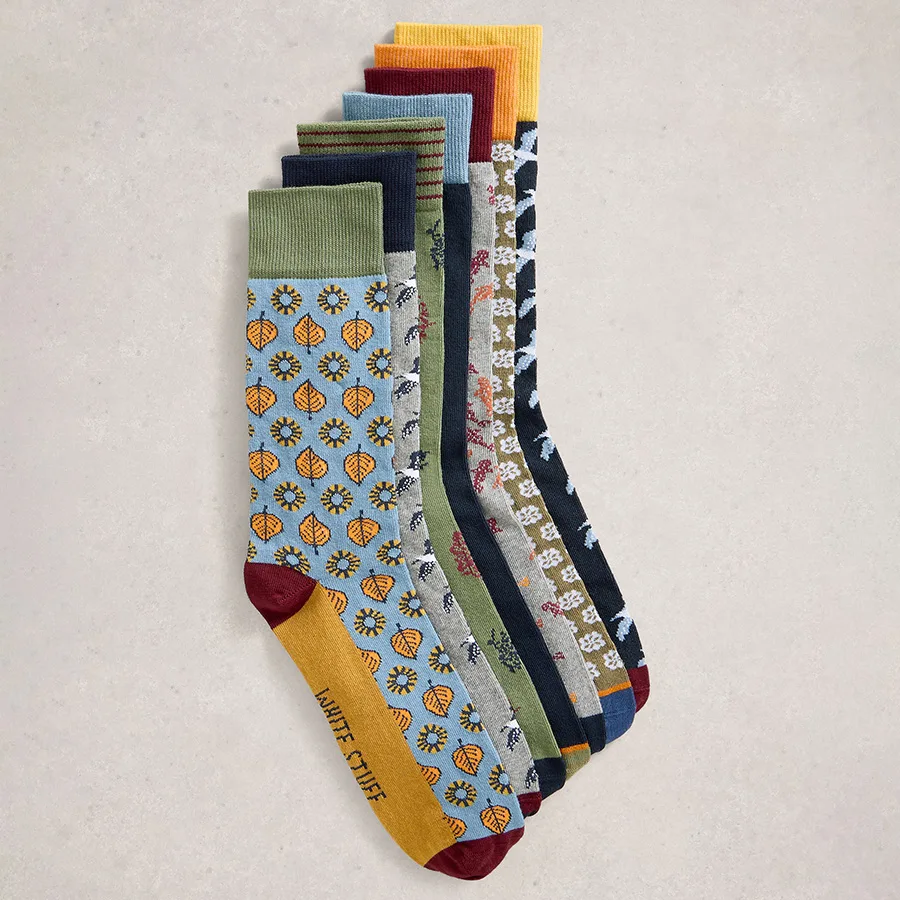 Organic Ankle Socks - Navy - 7 Pairs - White stuff - FashionsVida