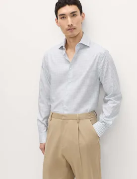 Regular Fit Egyptian Cotton Check Shirt White Mix male - M&S SARTORIAL - FashionsVida