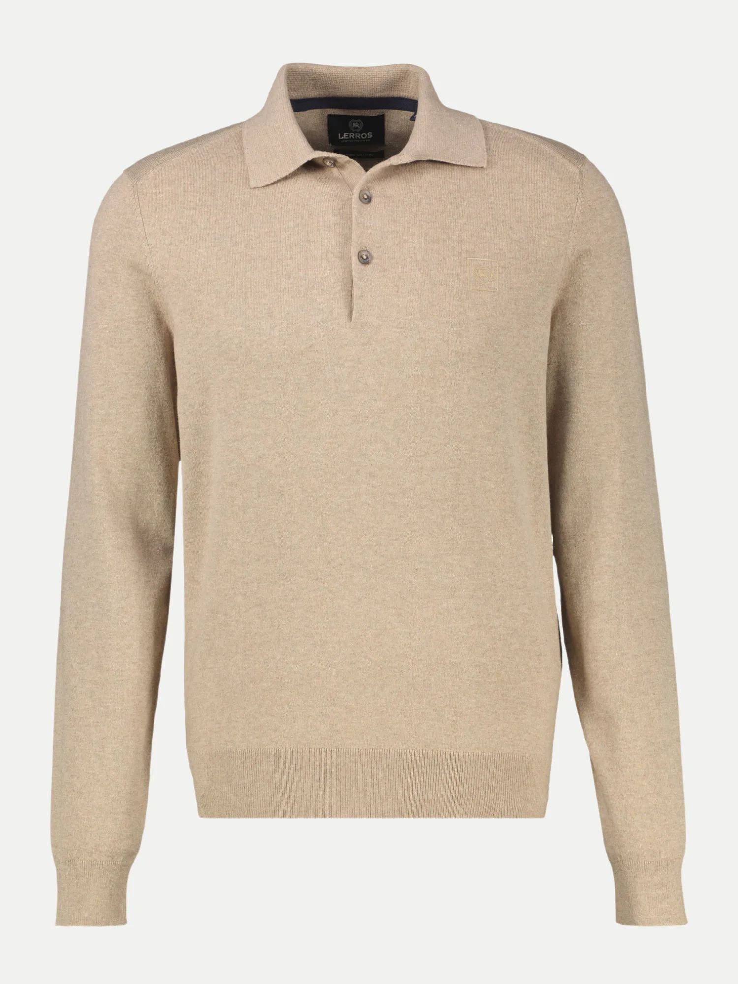Lerros Langarm Poloshirt Beige XXL - Lerros - FashionsVida