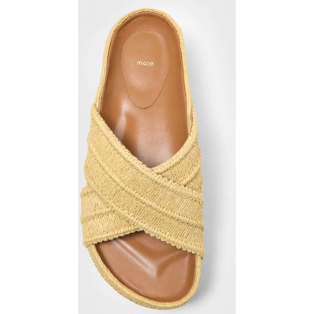 Sandalias de pala de mujer con plataforma de rafia - Maje - FashionsVida