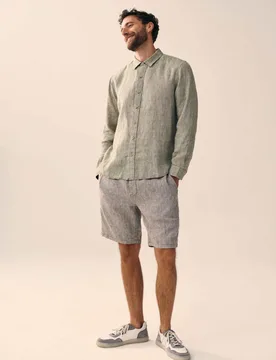 Regular Fit Pure Linen Shirt Grey male - White stuff - FashionsVida