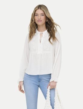 Bluse mit Rundhalsausschnitt Weiß XL