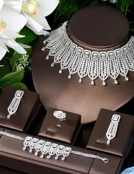 HIBRIDE Luxury Cubic Zirconia Choker Design 4PCS Necklace And Earring Sets For Women Bridal Jewelry Nigeria Wedding Gifts N-1331 - Aliexpress - FashionsVida