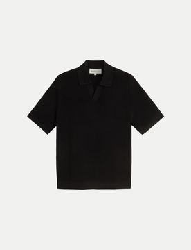Poloshirt aus Piqué-Strick Schwarz L
